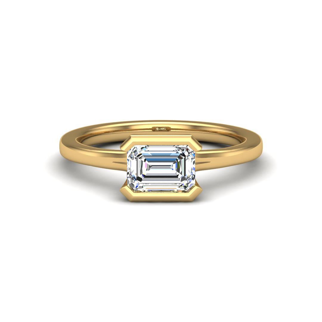 Erin Half Bezel East West Solitaire Engagement Ring